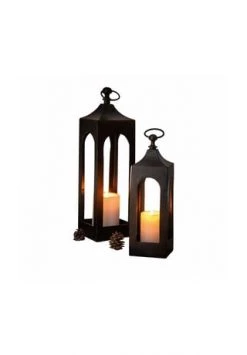 Angebote 🛒 LOBERON Laterne 2er Set Bigarré Antikgrau ✔️