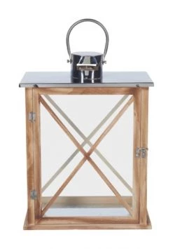 Schlussverkauf 😉 GALERIA Home Holz-Laterne, 42 Cm BRAUN/ SILBER 😀