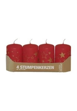 Coupon 😉 Steinhart KERZEN Stumpenkerze "Starlight", 4er-Pack, 7,5 Cm Altrot 🌟