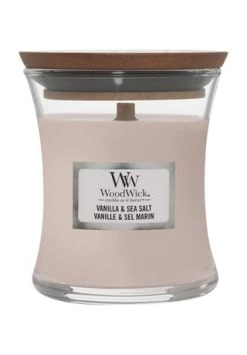 Neu 🔔 YANKEE CANDLE® WoodWick Duftkerze "Vanilla & Sea Salt", 85 G BEIGE ✔️