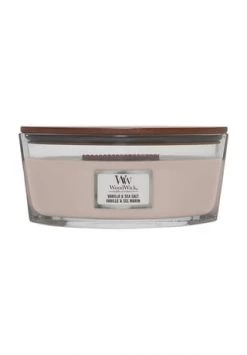 Brandneu 🔔 YANKEE CANDLE® WoodWick - Duftkerze Core "Vanilla & Sea Salt", 1,5 Kg Altrosa 👏