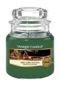 Brandneu 🔔 YANKEE CANDLE® Duftkerze "Tree Farm Festival", 104 G Dunkelgrün 🎉