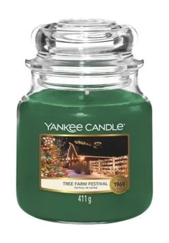 Billig 🥰 YANKEE CANDLE® Duftkerze "Tree Farm Festival", 411 G Dunkelgrün 🔔