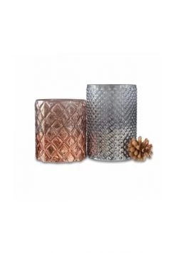 Blitzangebot 🤩 LOBERON Windlicht 2er Set Gard Grau/orange 🧨